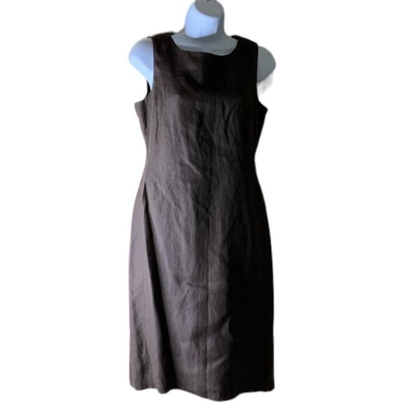 Talbots Brown 100% Dress 8P Sheath Sleeveless Lined Knee Length Zip Closure - Picture 3 of 12